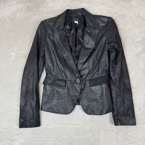 VTG Diesel Blazer Jacket‎ Womens Small Black Preowned Metallic Single Breasted